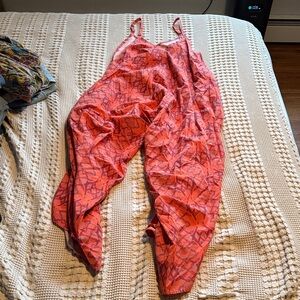 Free People Coral Printed Wide-Leg Jumpsuit